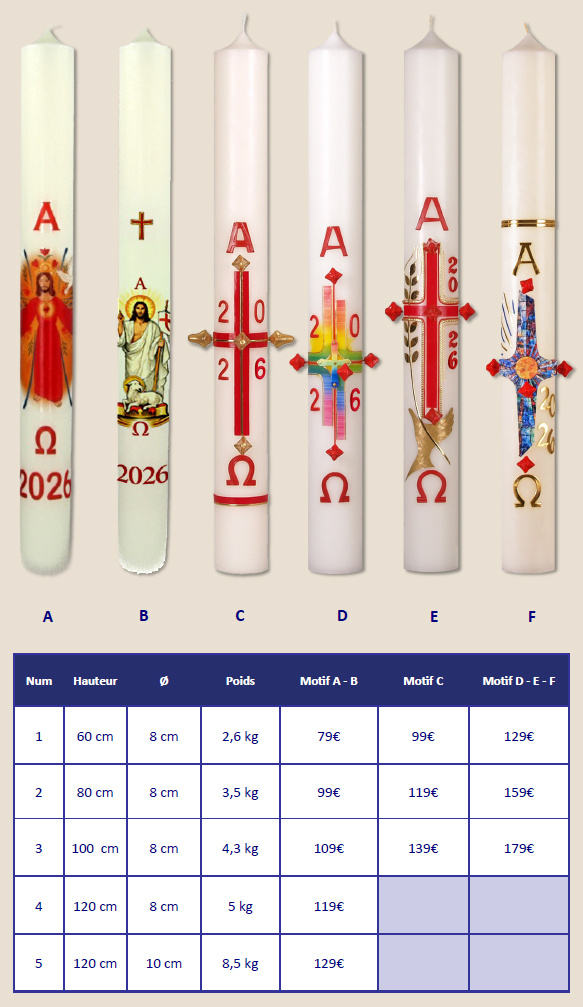 cierges pascaux 2026