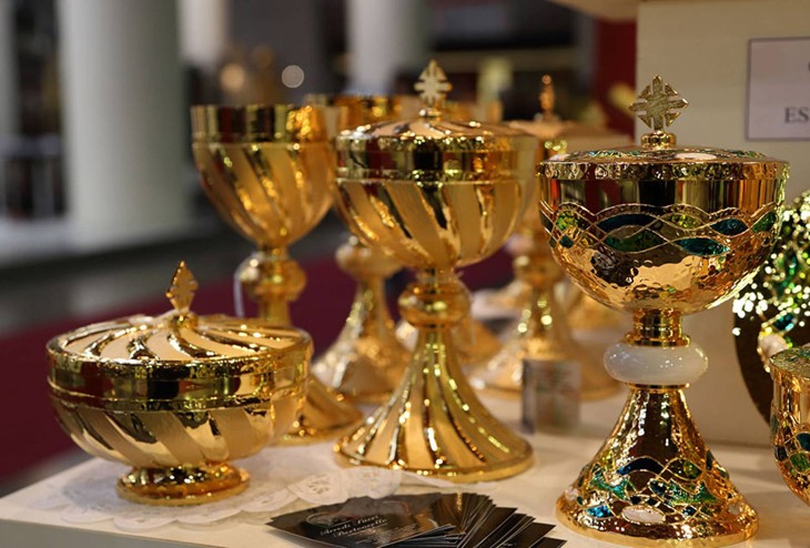 Our collection of chalices, monstrances, ciboria